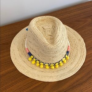 NWT San Diego Hat Company Panama Hat with Pom Poms